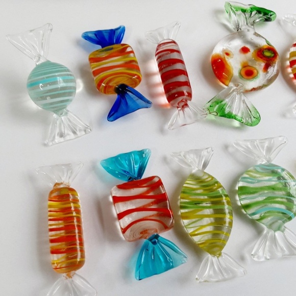 Hand-blown Glass Candy 12 pcs Multicolored from Lillian Vernon Original Box - Picture 5 of 6